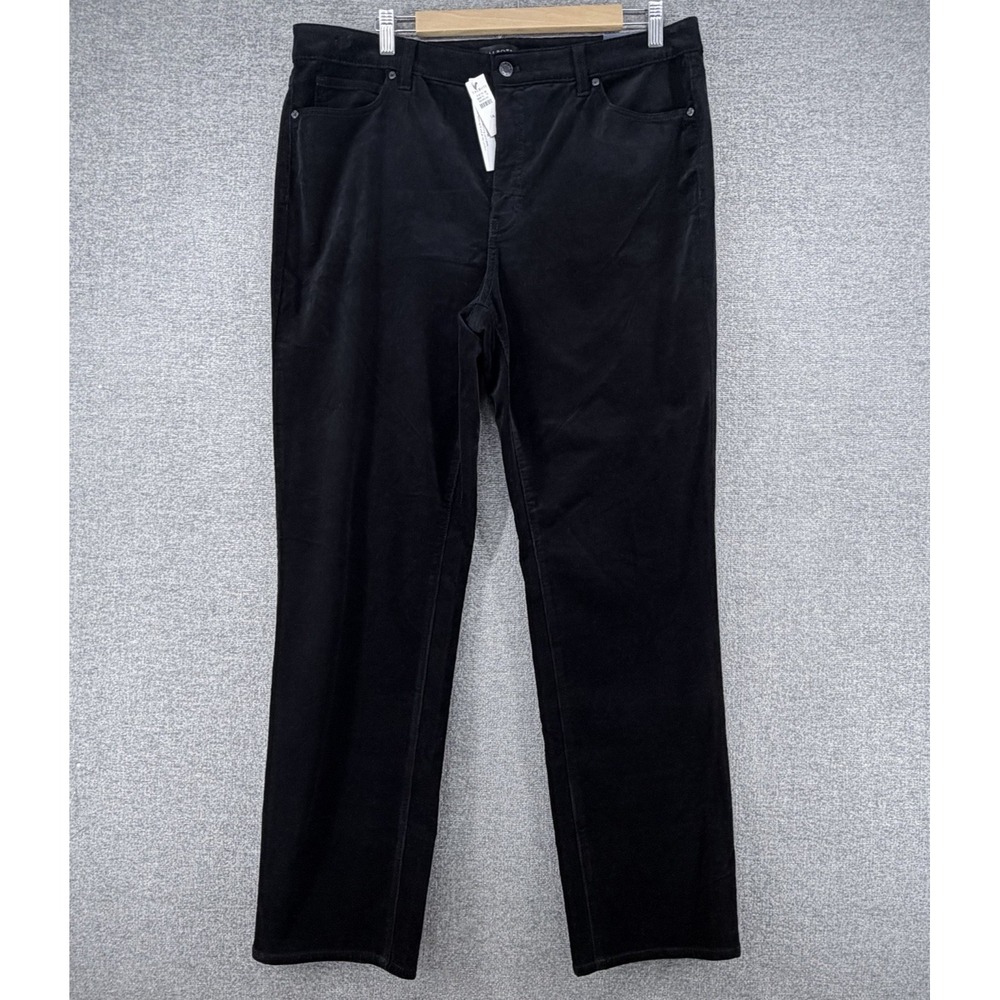 Talbots Straight Leg Corduroy Pants Women Size 14 Black Casual NEW